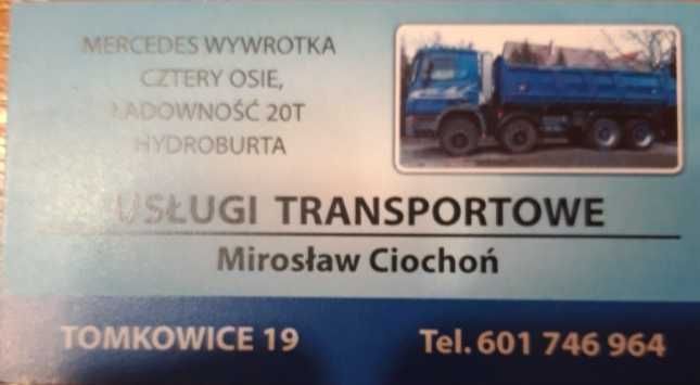 Transport wywrotka 20ton z materiałem (piasek,kostka,zwir,granit)