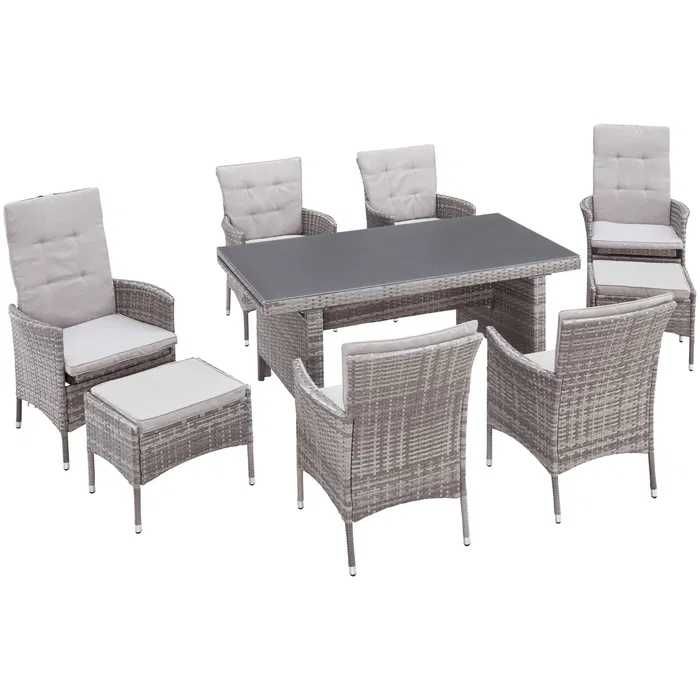 Meble ogrodowe PARLA stół 150-240 cm + 8 foteli