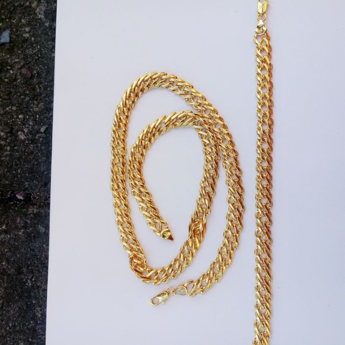 Złoty łańcuszek plus złota bransoletka,grawer,18k,750,ITaly,NOWY,ROMBO