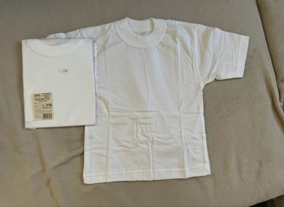 Koszulka T-shirt biała nowa 116 w-f