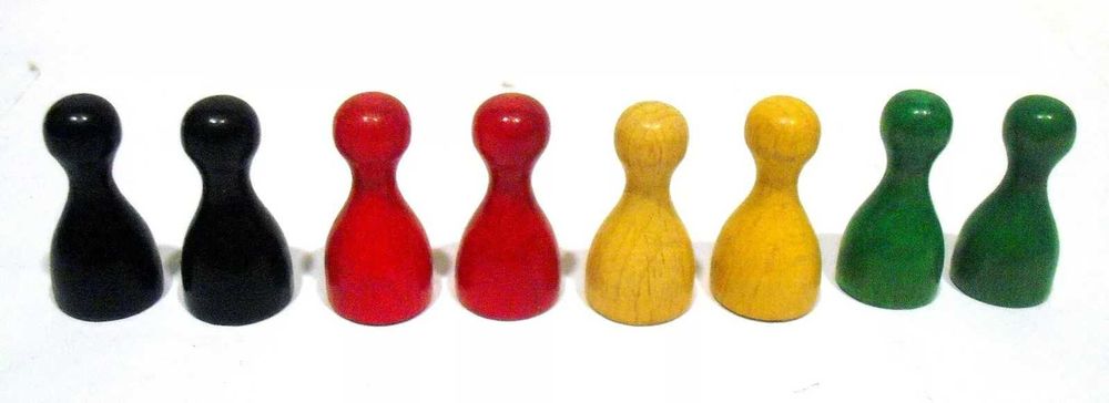 6 Pinos antigos para jogos e um dado - anos 50 - Portugueses - MAJORA