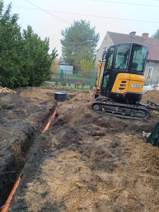 Usługi mini koparką, Prace ziemne , Przyłącza,