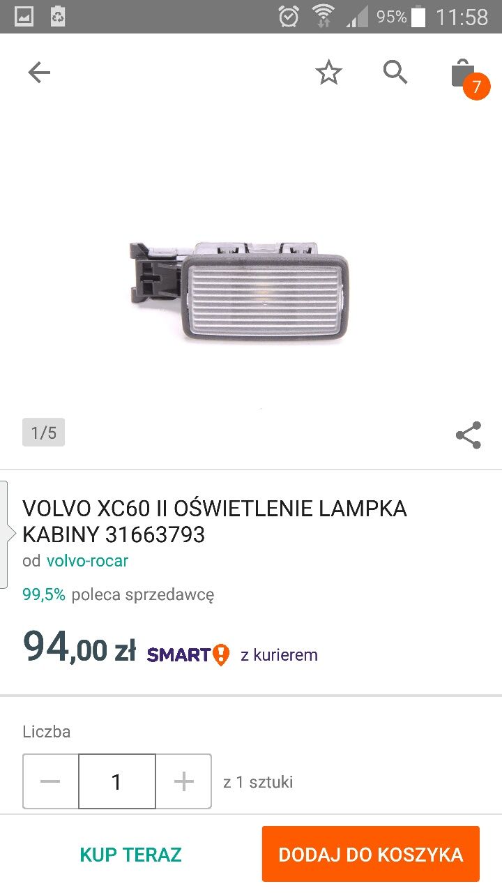 Lampka oświetlenia XC 60