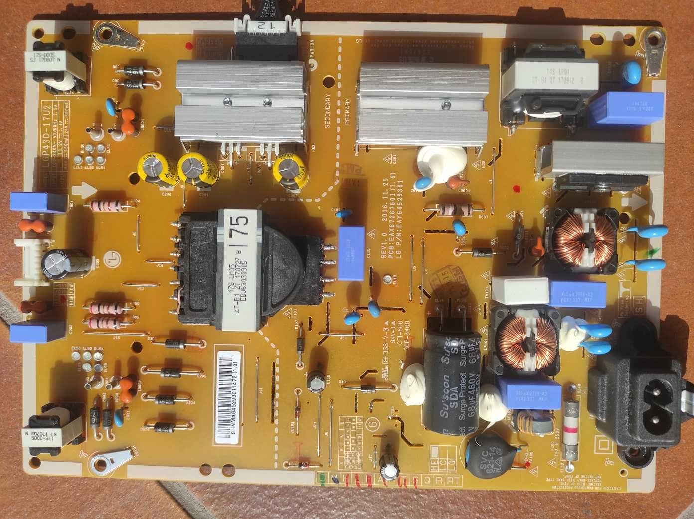 Telewizor LG 43UJ701V, płyta główna, zasilacz, logika, wi-fi, części.