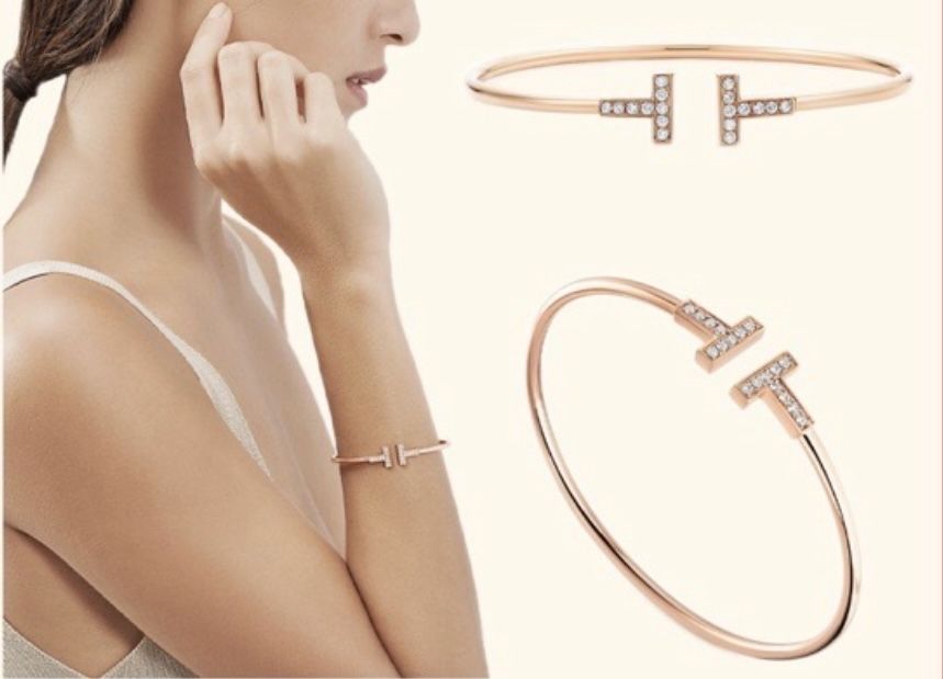 Золотой браслет Tiffany & Co Wire с бриллиантами.