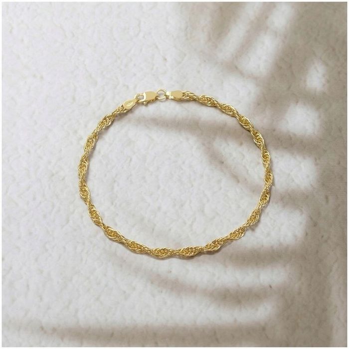 Złota Bransoletka Damska Splot Kordel Srebro Próba 925 Pozłacana 20 cm