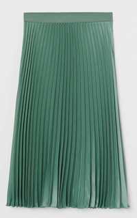 obłędna mięsista zielona szałwiowa spódnica plisowana H&M XL nowa