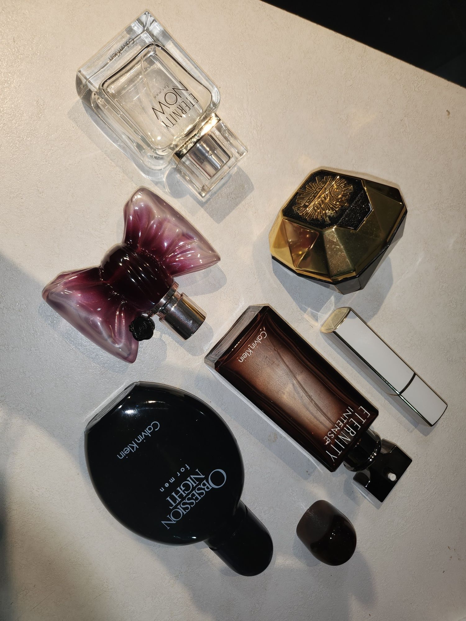 Flakony po perfumach Paco Rabanne Lady Million Calvin Klein Eternity