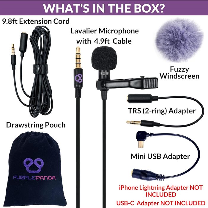 Zestaw mikrofonu przypinanego do klapy Purple Panda  OLX Shipping