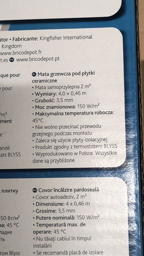 Mata grzewcza ogrzewanie podłogowe