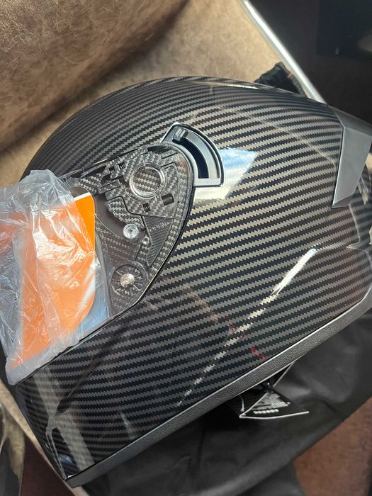 Мото шлем карбон Helmet інтеграл  глянець LVS з очками розмір L