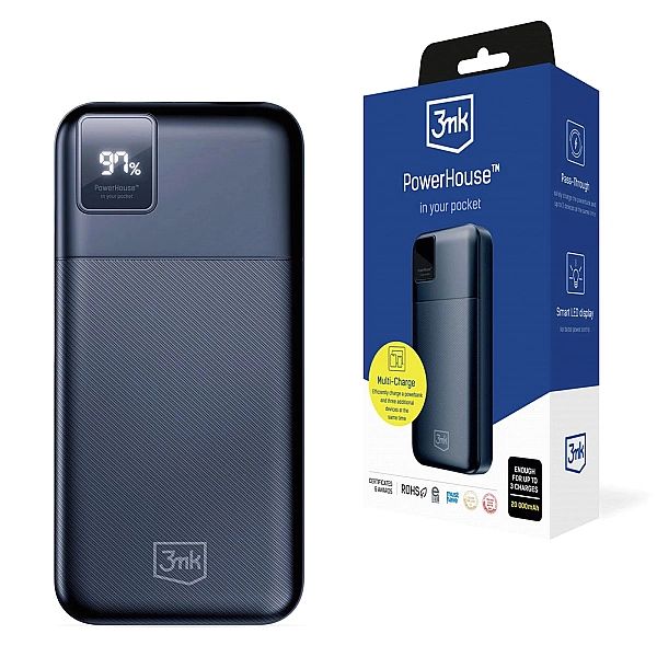 Powerbank 3mk PowerHouse 20000 mAh 2x USB-A 1x USB-C - czarny
