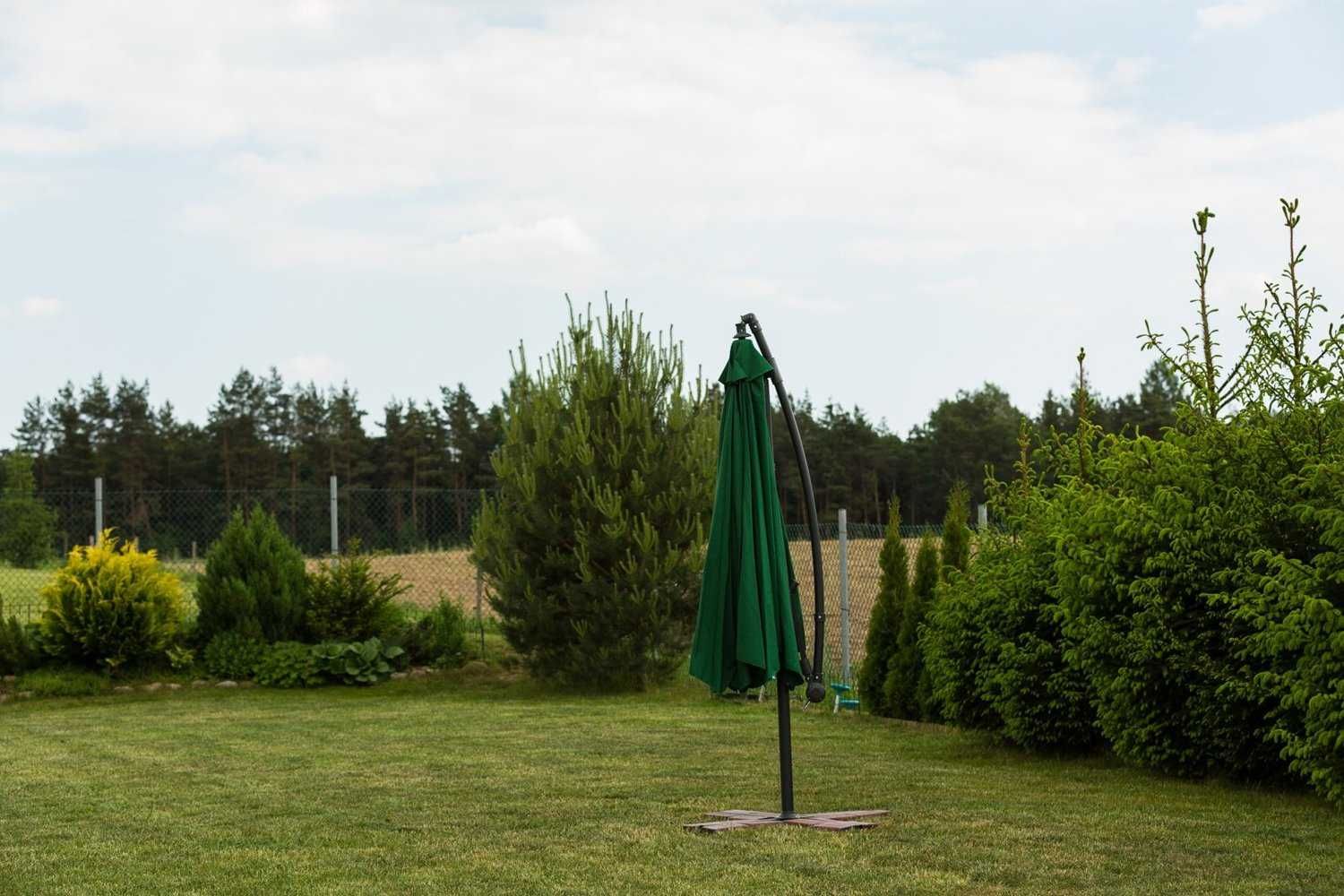 Duży Parasol Ogrodowy 350cm Przeciwsłoneczny 3m na Wysięgniku Regulacj