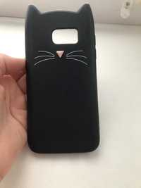 Чорний чохол  на Samsung S7 силіконовий котик