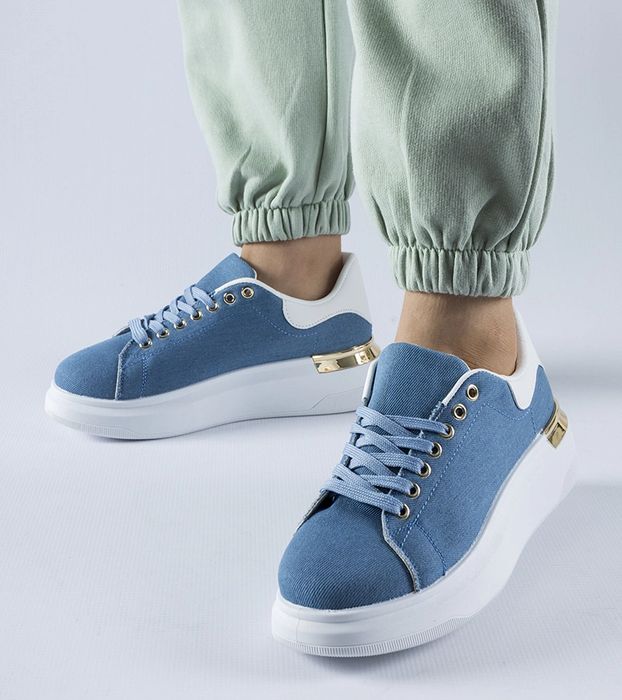 Granatowe sneakersy na platformie Scuderlando