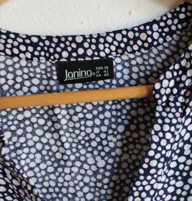 Koszula damska długi rękaw bluzka we wzorek czarna L 40 elegancka