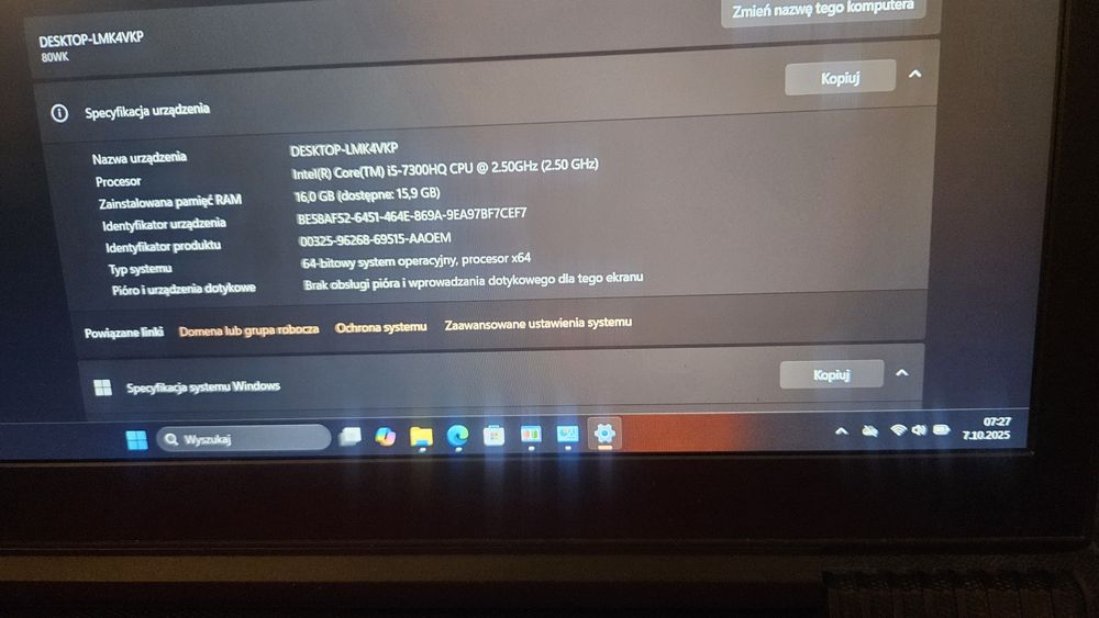 Laptop do gier GAMINGOWY Lenovo Legion Intel I5 16/256/500gb NVIDIA