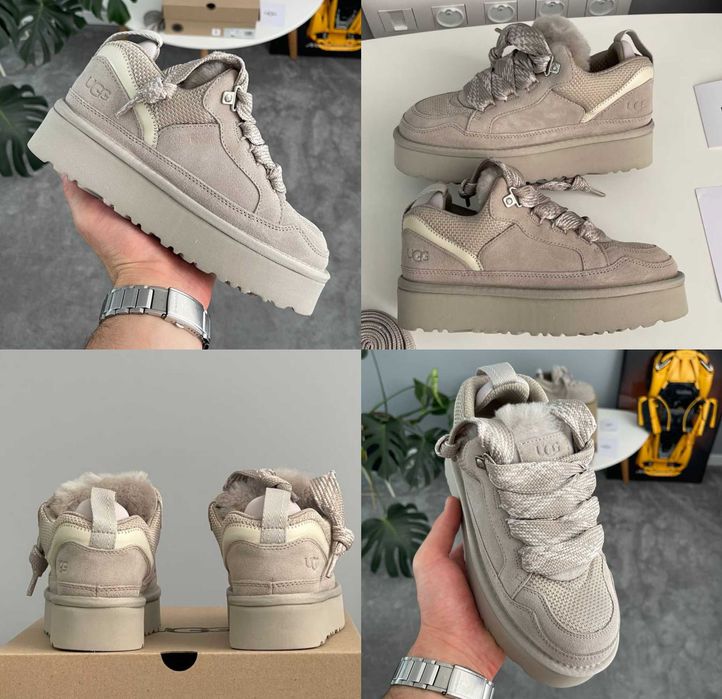 Женские ботинки UGG Lowmel Sneaker Platform Grey 36-41 Натур Замша!
