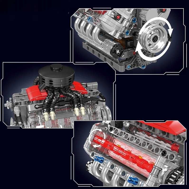 Klocki konstrukcyjne MOULD KING 10171 Silnik V8 ENGINE 487 elementów