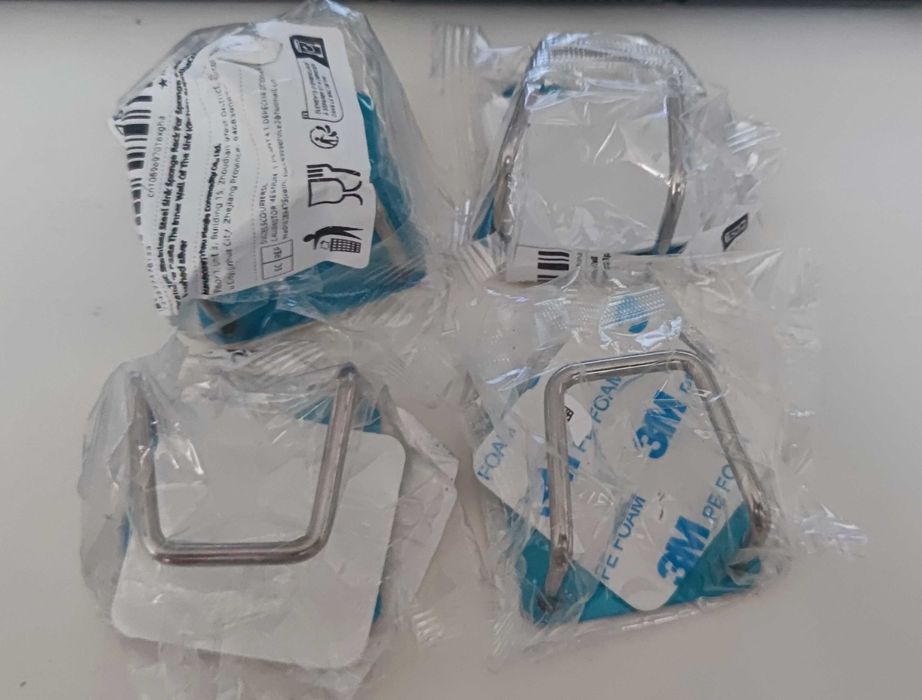 Wieszak kuchenny 4szt, łazienkowy, srebrny, naklejany