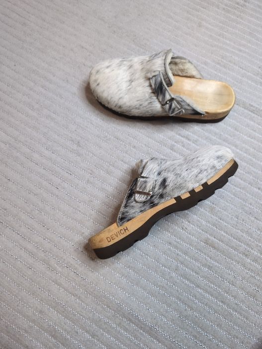 Сабо шльопанці 42р. 27см Devich шкіряні з хутром
