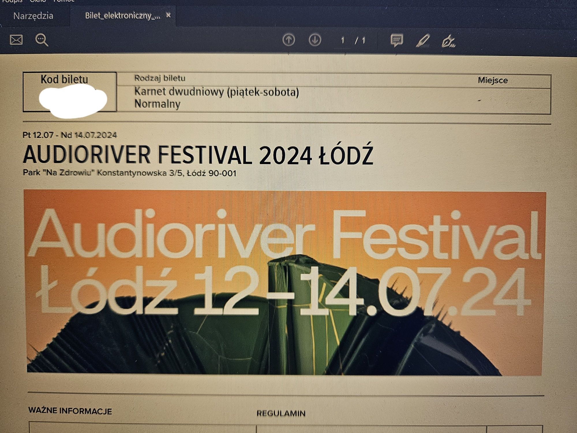 Bilet karnet dwudniowy Audioriver 2024