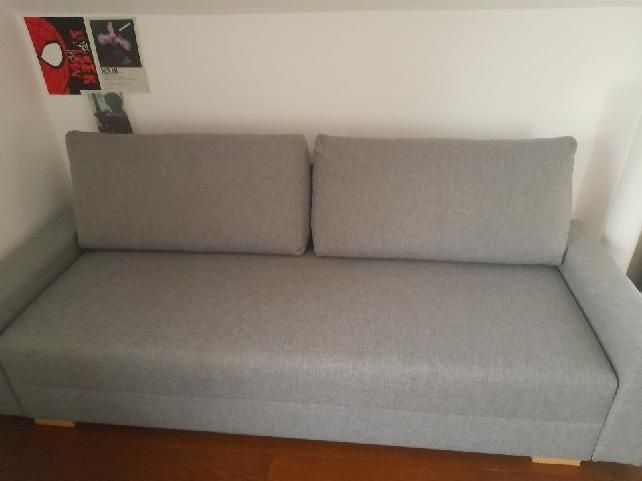 Sofa, kanapa  3 osobowa, rozkładana, szara z ikea + gratis