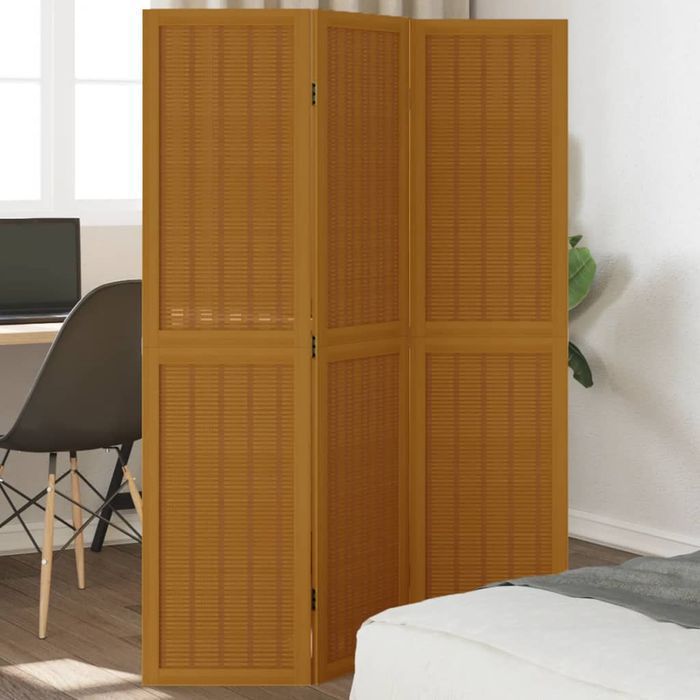 vidaXL Parawan pokojowy, 3-panelowy, lite drewno paulowni