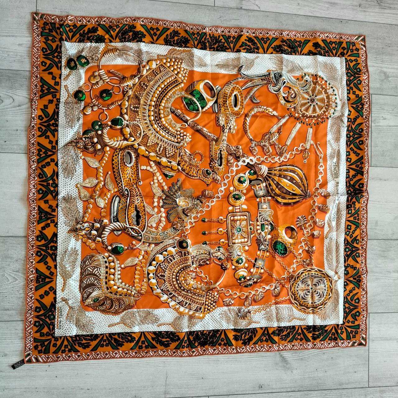 Платок Hermes 90 "Zenobie Reine de Palmyre" Помаранчевий 100% шовковий