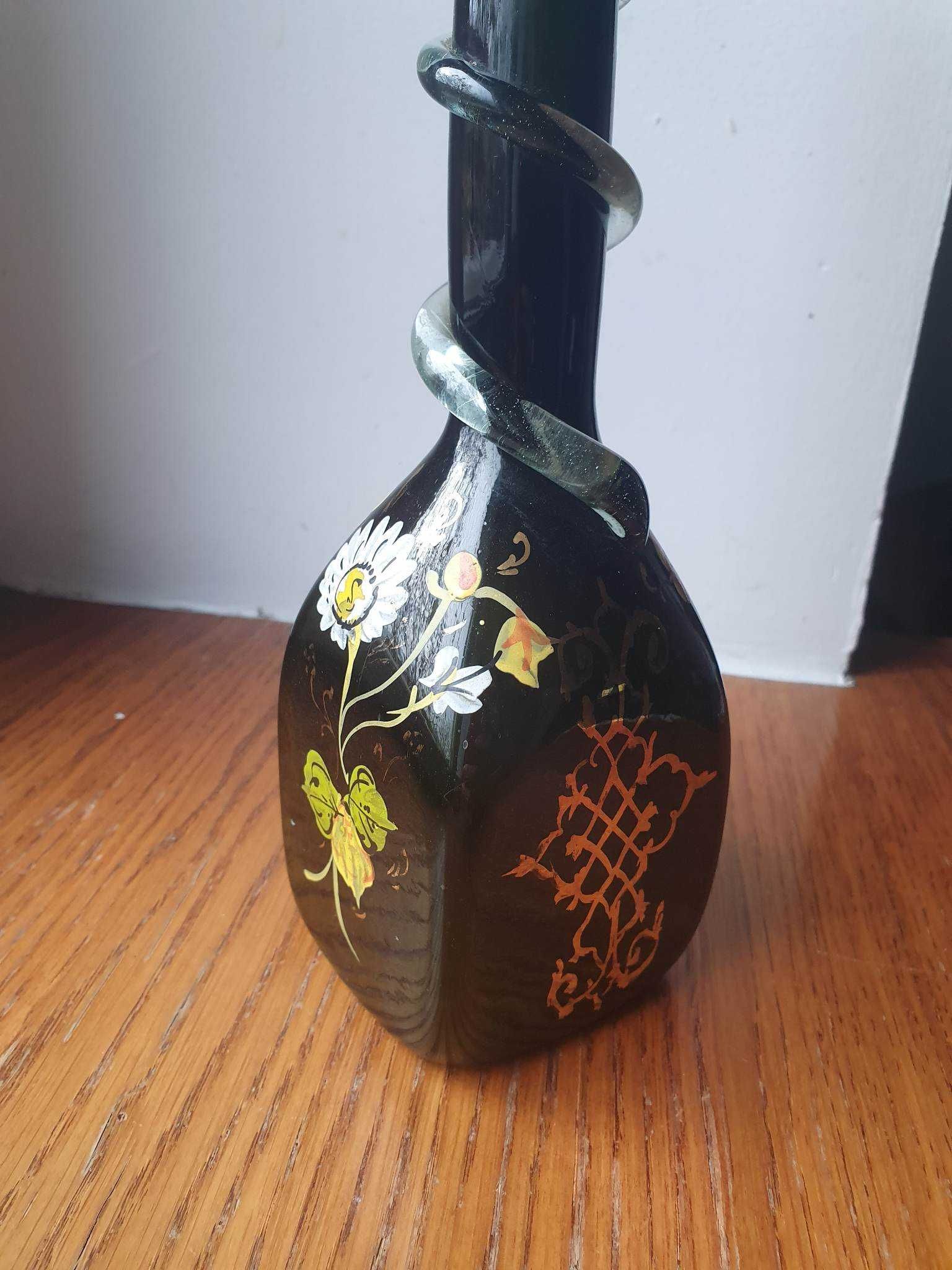 Ręcznie malowany vintage wazon z oplotem