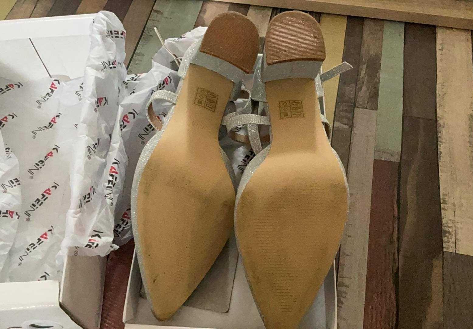 Buty srebrne brokatowe i torebka