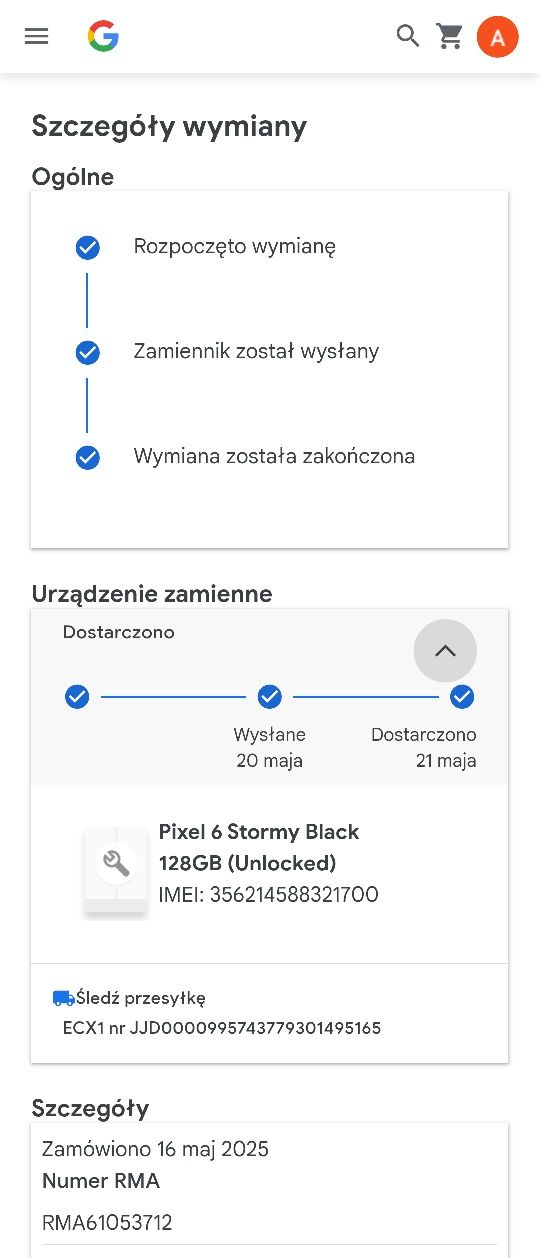 Pixel 6 nowy po wymianie gwarancyjnej Google