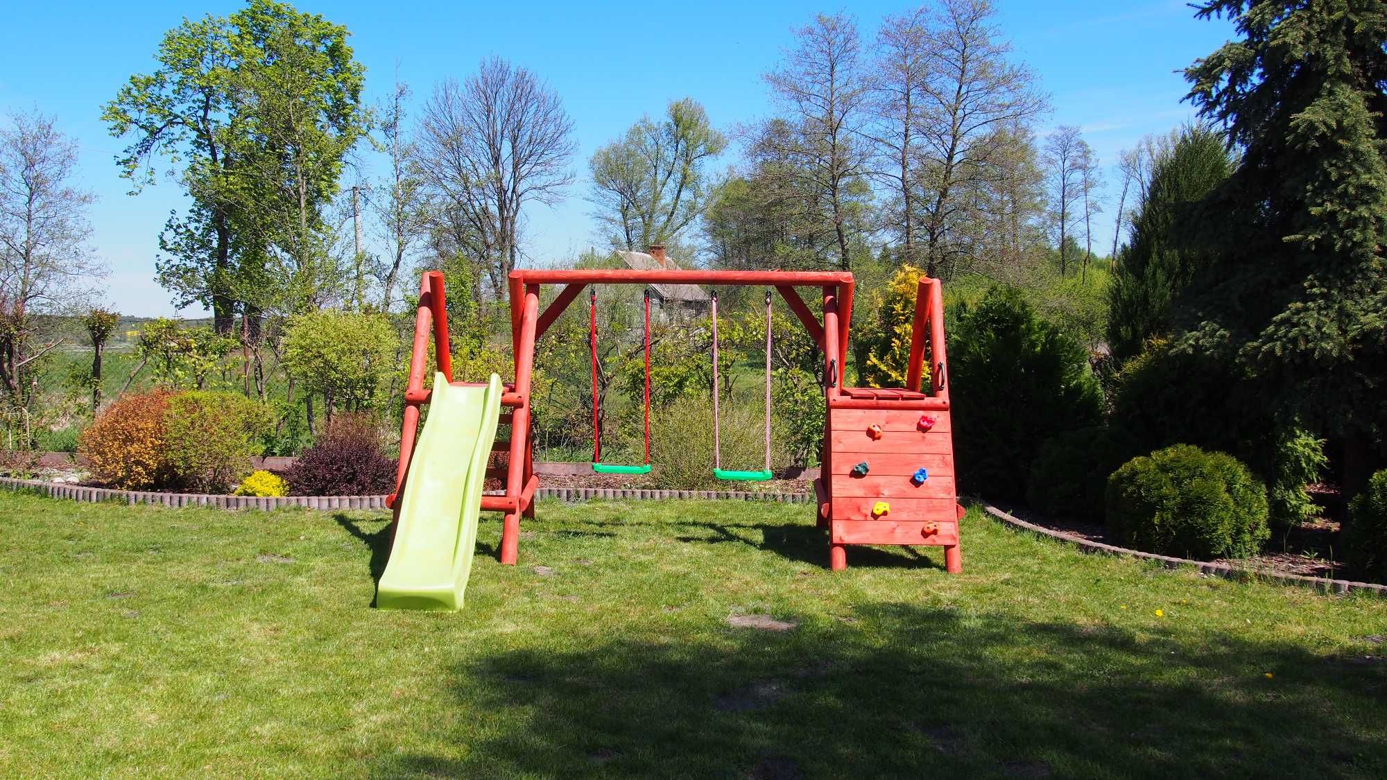 Drewniany Plac Zabaw do Ogrodu OLAF 2Huśtawki Ślizg Ścianka PRODUCENT