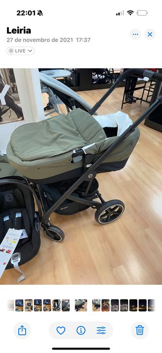 Carrinho balios s + base + alcofa tudo cybex em cor verde