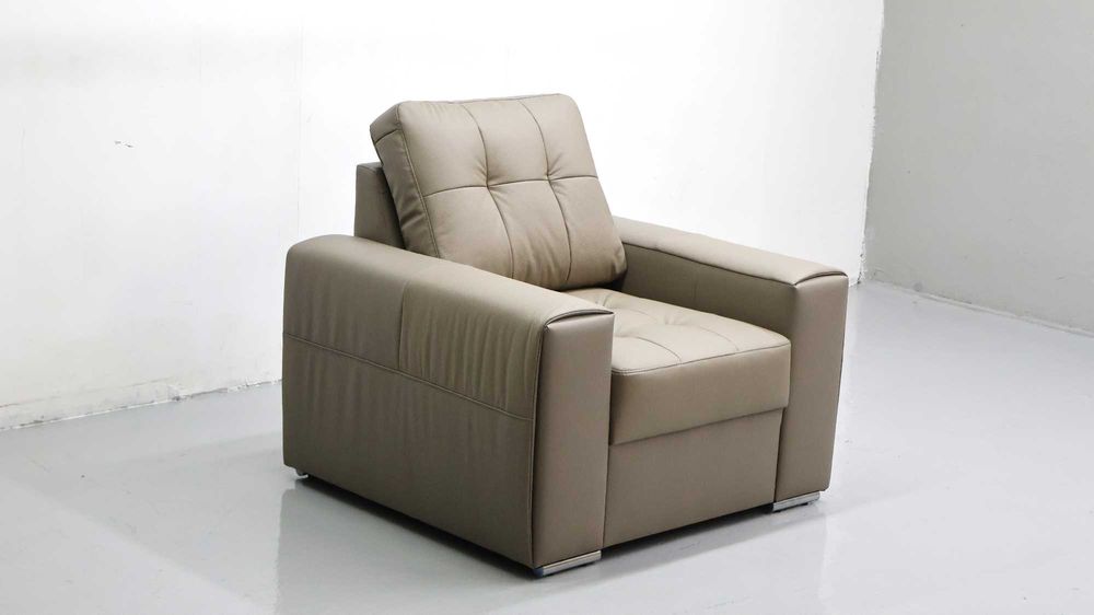 FOTEL SKÓRA naturalna MADRAS 4119 popielata skóra wygodny salon ładny