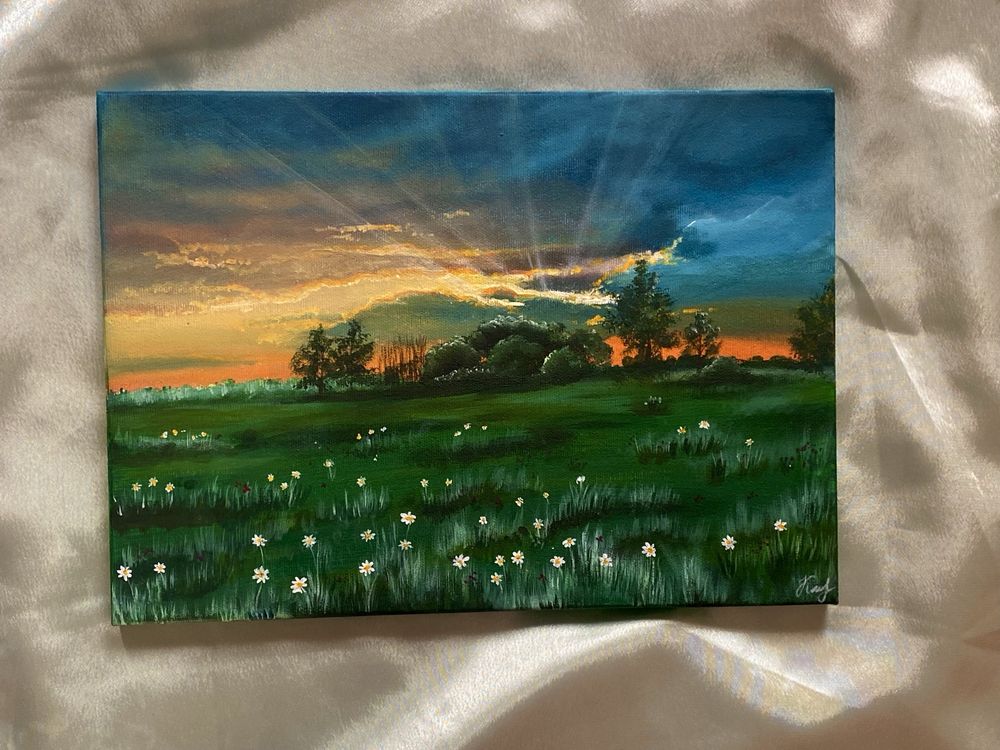 Інтерʼєрна картина «Захід сонця в полі»