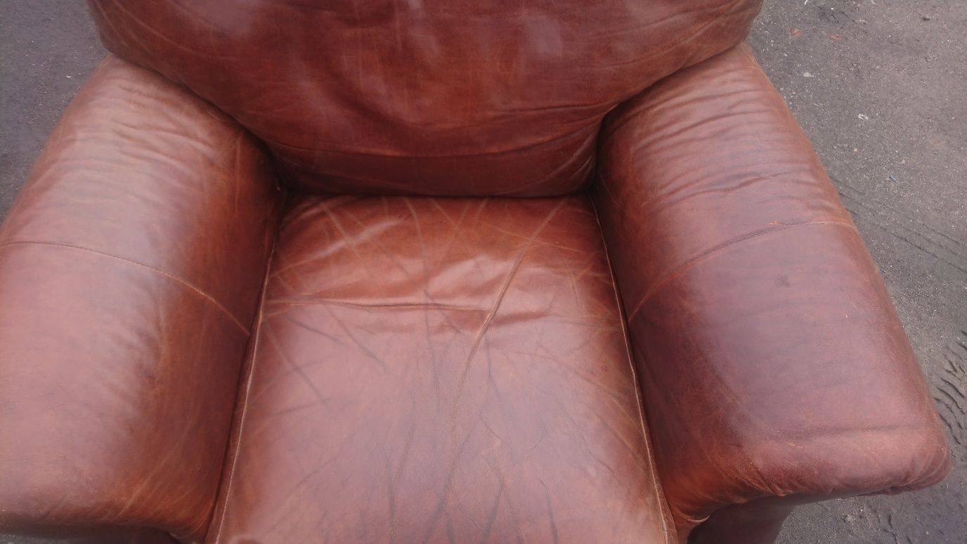 Fotel skórzany skóra naturalna Old leather vintage