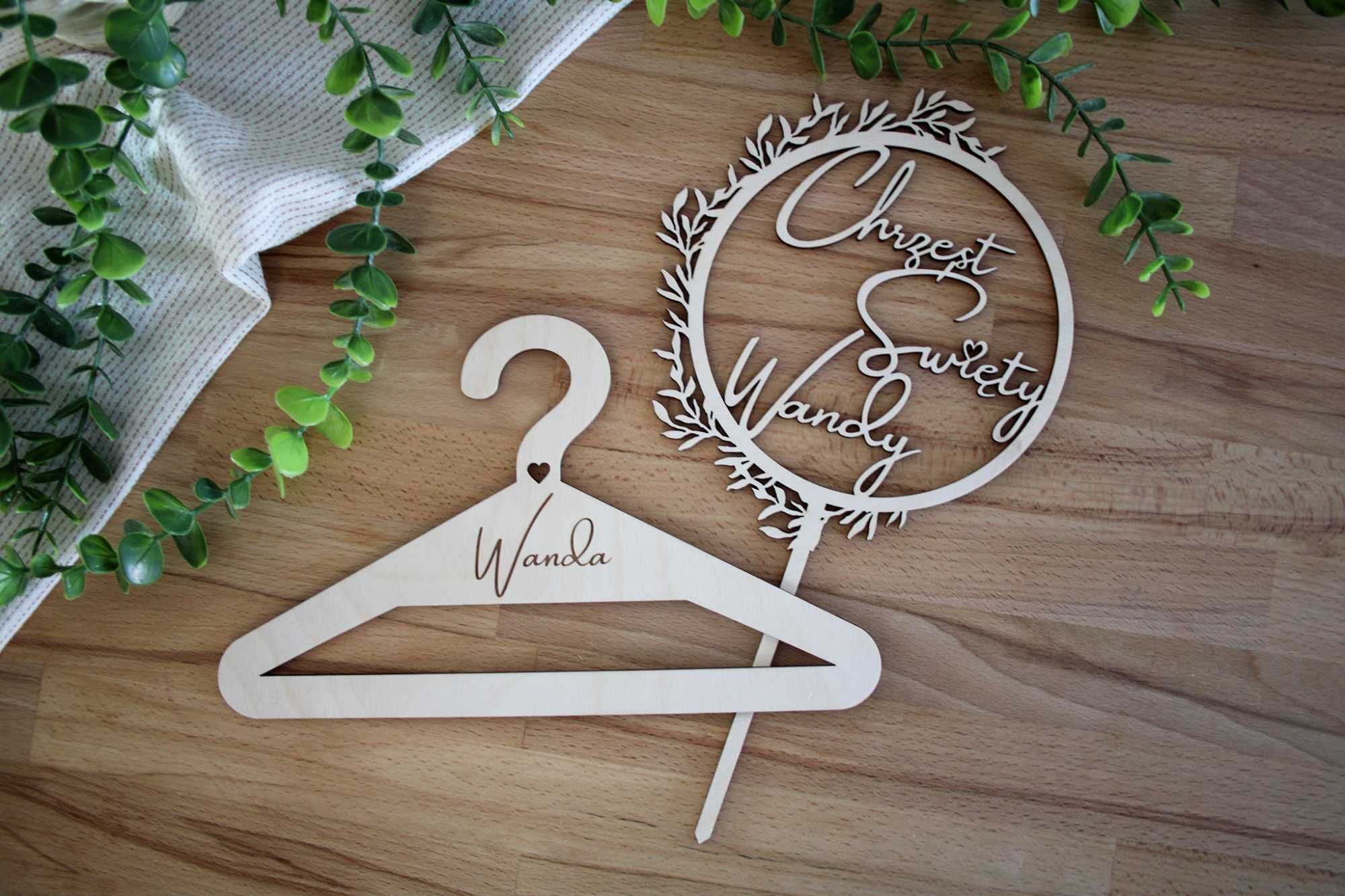 Personalizowany zestaw na Chrzest Święty topper + wieszak