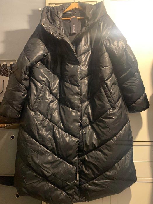 GREENPOINT nowa kurtka płaszcz pikowany oversize kaptur duża