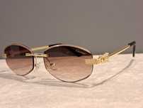 CARTIER brązowe złote nowe damskie okulary przeciwsłoneczne