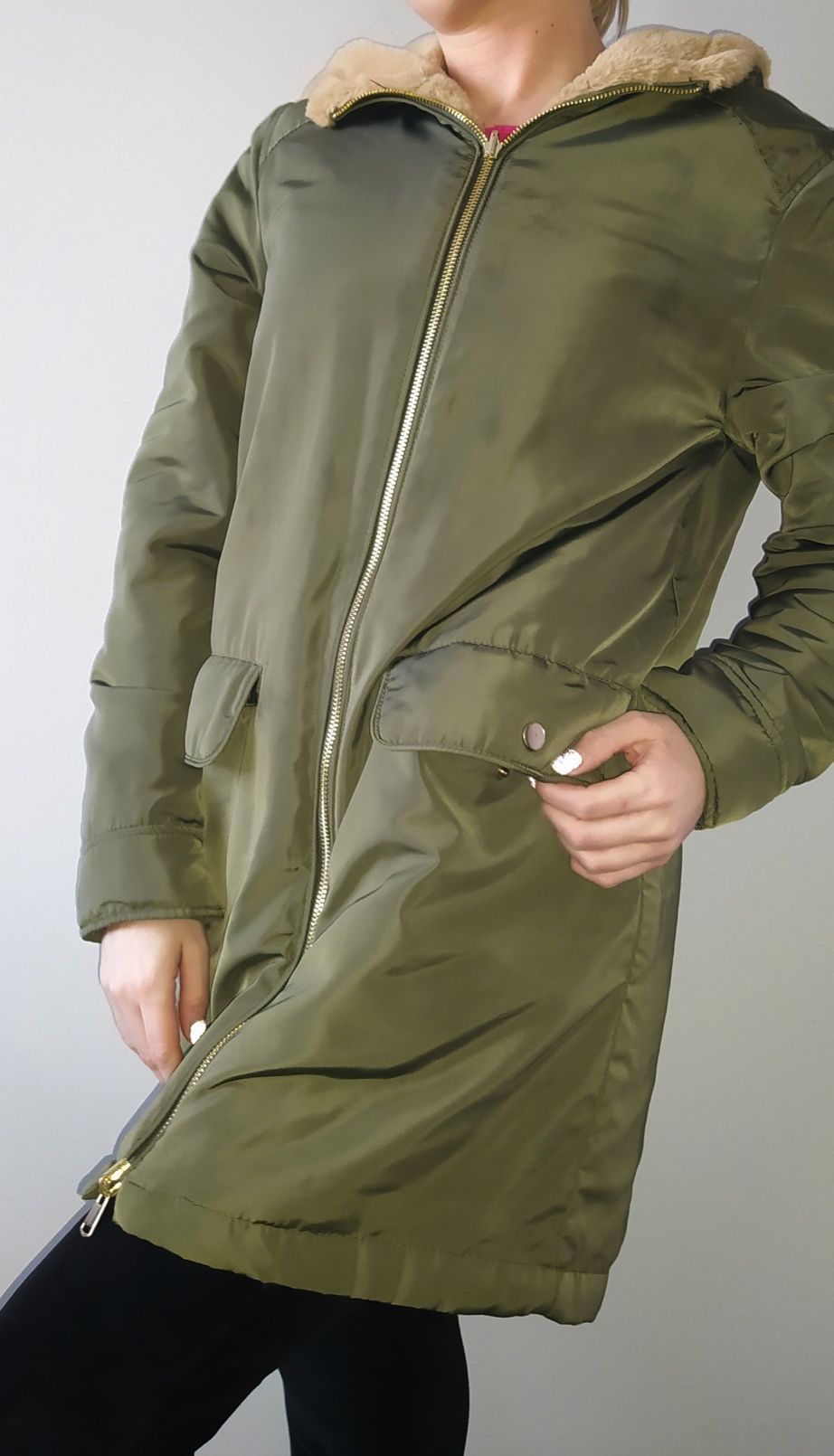 Dwustronna kurtka parka futerko Primark