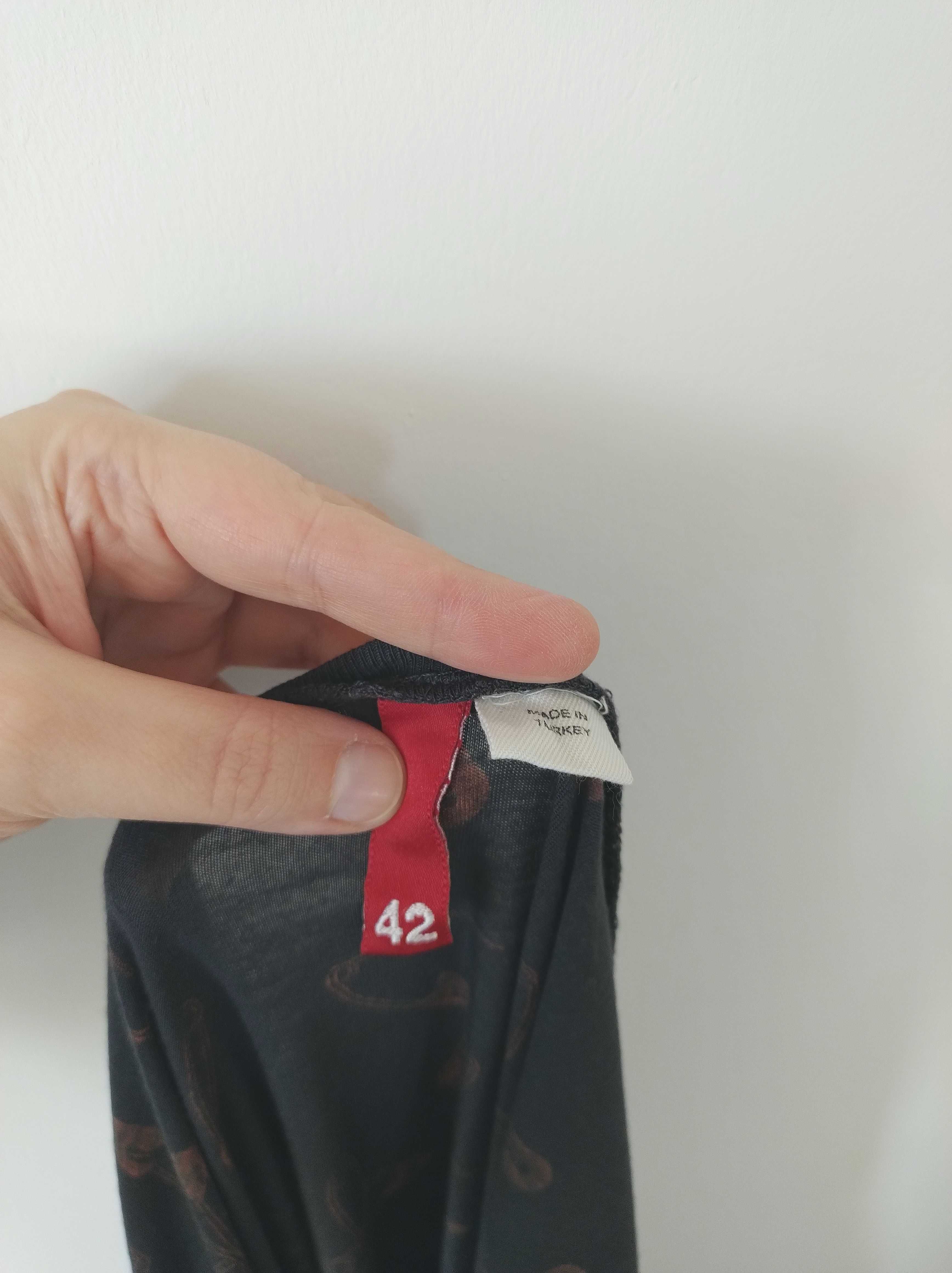 Szara tunika H&M w agrafki długa bluzka alternative grunge rock 42 XL