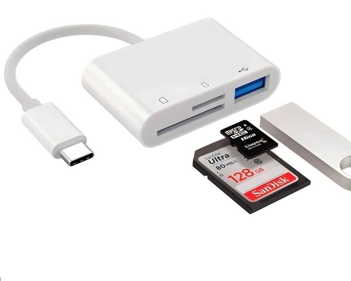 Переходник для Type-C на USB и SD/TF для USB-C на флешку и SD TF