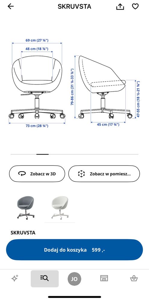 Krzesło obrotowe IKEA SKRUVSTA