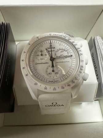 Zegarek księżycowy Omega Swatch Snoopy biały