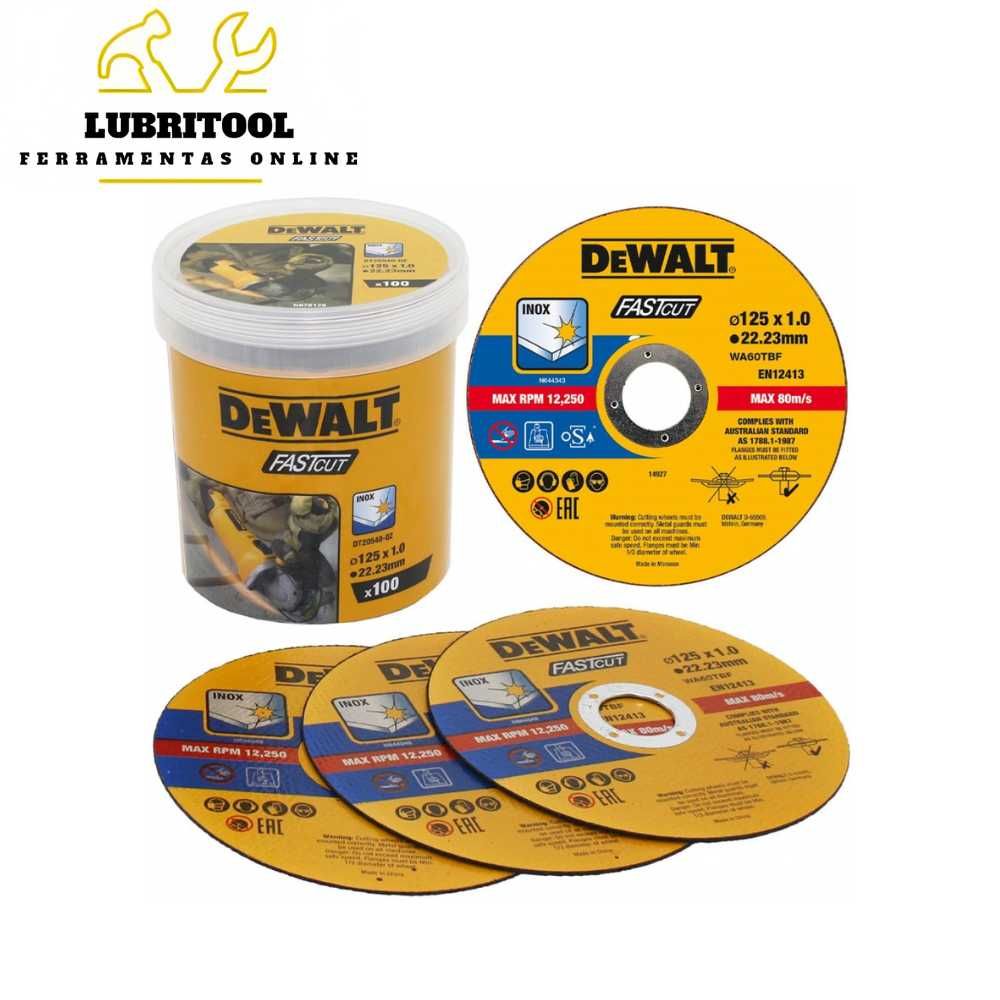 DEWALT Pack 100x Discos Corte Inox 125x1mm DT20540 | NOVOS