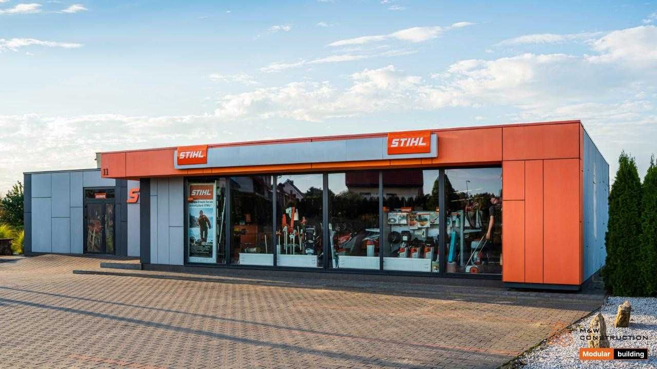 180m2 modułowy Pawilon Sprzedażowy, kontener usługowy