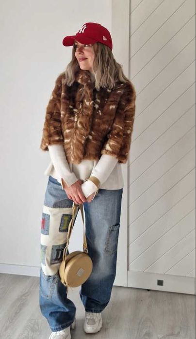 S 36 M 38 Krótka kurtka z Norki lekka i miękka jasny brąz i beż