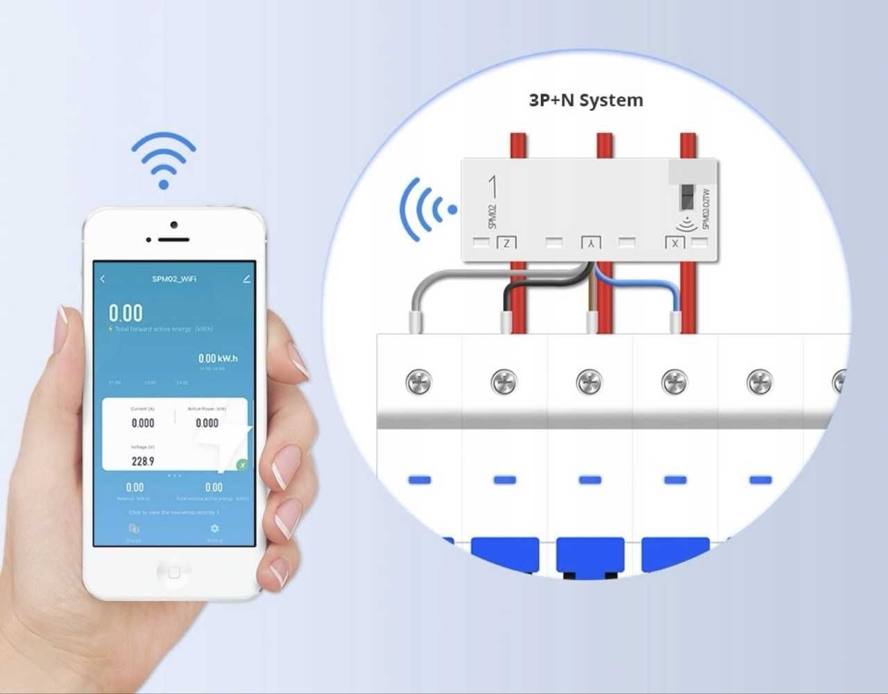 Licznik energii prądu 3-fazowy dwukierunkowy przekładnik 63A WiFi TUYA