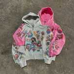 Зіп худи Zip hoodie сіра рожева y2k гранж swag
